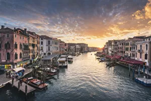 The Grand Canal at sunset, Venice, Veneto, Italy
