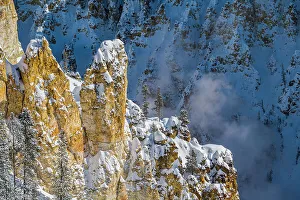 Carvings Prints: Grand Canyon of the Yellowstone in winter, Yellowstone National Park, Wyoming, USA