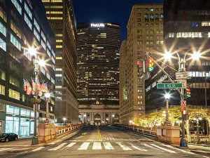 Grand Central Station and Terminal at Pershing Square Plaza at Blue Hour, with Skyline Manhattan, New York City, USA