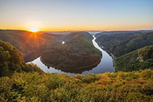 Grand horseshoe bend of river Saar near Orscholz, Saarland, Germany