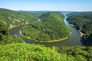 Grand horseshoe bend of river Saar near Orscholz, Saarland, Germany