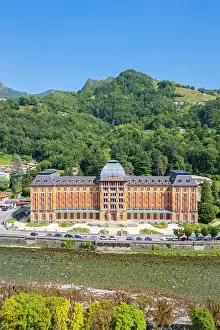 Abandoned Prints: Grand Hotel of San Pellegrino Terme on the river Brembo in summer