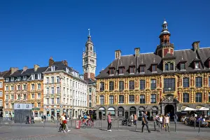 Old Stock Exchange Prints: The Grand Place, Lille Chamber of Commerce Belfry and Old Stock Exchange, Lille, France
