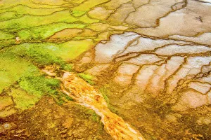 Carvings Prints: Grand Prismatic Spring thermal area in winter. Yellowstone National Park, Wyoming, USA