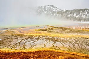 Cars Prints: Grand Prismatic Spring thermal area in winter. Yellowstone National Park, Wyoming, USA