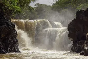 Mauritius Prints: The Grand River South East thundering over Beau Champ Waterfall in Mauritius