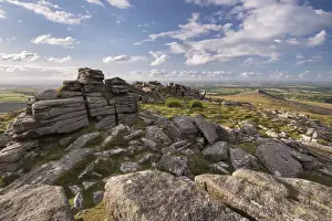 Granite outcrops at Belstone Tor in Dartmoor National Park, Devon, England. Summer