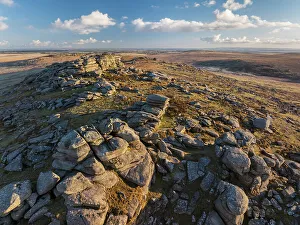 Granite outcrops on Rough Tor on Bodmin Moor, Cornwall, England. Winter (January) 2024
