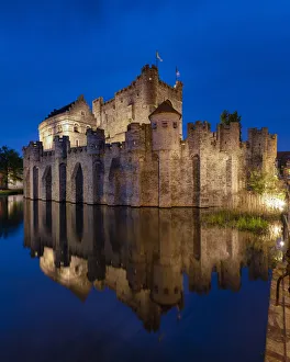 Gravensteen Castle at Twilight, Ghent, Belgium