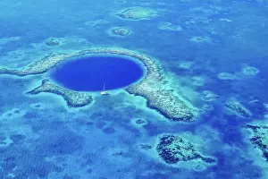 Isolation Prints: The Great Blue Hole, Lighthouse Reef, aerial view, Belize District, Belize