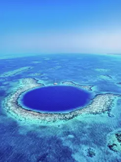 Atoll Prints: The Great Blue Hole, Lighthouse Reef, aerial view, Belize District, Belize