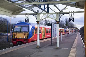 Great Britain, England, London, Southwestern railway train at platform 1 on Hampton