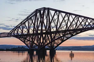 Steel Prints: Great Britain, Scotland, Edinburgh, South Queensferry, The Forth Bridge at Dawn