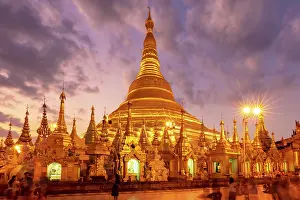 Rangoon Prints: The great golden stupa, Shwedagon Pagoda Shwedagon Paya)