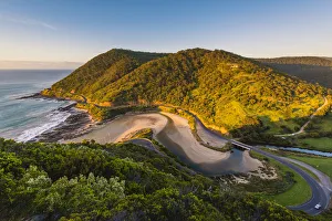 Curves Prints: Great Ocean Road, Victoria, Australia. High angle view at sunrise