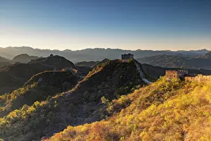 Watchtower Prints: The Great Wall of China at Jinshanling (UNESCO World Heritage Site) at sunrise