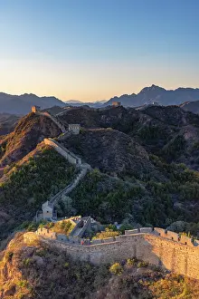 Watchtower Prints: The Great Wall of China at Jinshanling (UNESCO World Heritage Site) at sunset