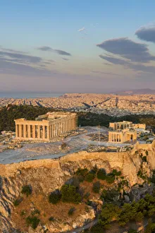 Greece, Athens, Aerial view of the Parthenon