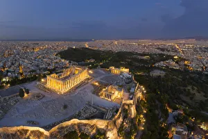 Greece, Athens, Aerial view of the Parthenon