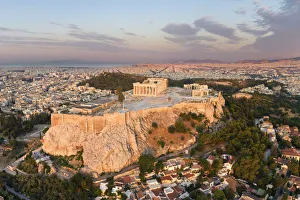 Greece, Athens, Aerial view of the Parthenon