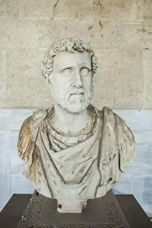 Bust Prints: Greece, Athens, Ancient Agora, Stoa of Attalos and Agora Museum bust of Emperor Antoninus