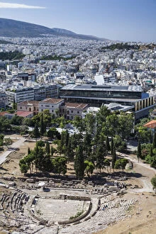 Images Dated 16th October 2013: Greece, Athens, New Acropolis Museum and Theater of Dionysos