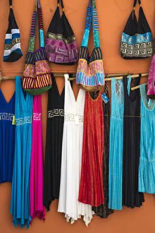 Greece, Attica, Athens, Clothes and bags for sale in Plaka