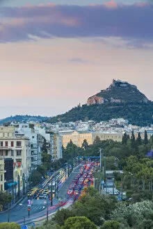 Images Dated 28th July 2015: Greece, Attica, Athens, View of Leoforos Vasilissis Amalias towards Lykavittos Hill