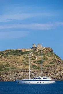Poseidon Prints: Greece, Attica, Cape Sounion, Sounio bay and the Temple of Poseidon