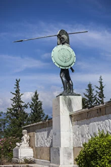 Images Dated 16th October 2013: Greece, Central Greece Region, Thermopylae, statue of Spartan leader Leonidas