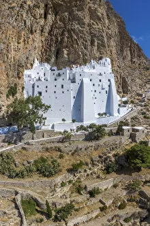 Images Dated 11th September 2019: Greece, Cyclades Islands, Amorgos, Moni Panagias Chozoviotissas Monastery
