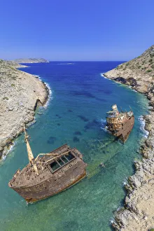 Images Dated 11th September 2019: Greece, Cyclades Islands, Amorgos, Navagio Beach