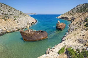 South Aegean Prints: Greece, Cyclades Islands, Amorgos, Navagio Beach