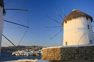 Images Dated 27th May 2010: Greece, Cyclades, Mykonos, Mykonos Town, Old Windmills