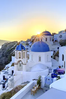 Greece, Cyclades, Oia town and Santorini Caldera