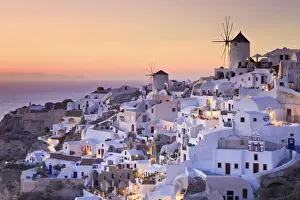 Greece, Cyclades, Santorini, Oia Town and Santorini Caldera