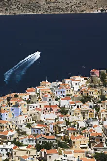 Greece, Dodecanese Islands, Symi, Symi Town / Horio, View of Horio (Upper Town)
