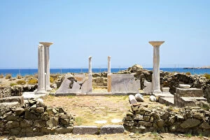 Images Dated 4th August 2023: Greece, Dodecanese, Karpathos, port city of Pigadia, ruins of the basilica of Agia Fotini