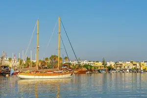 Kos Town Prints: Greece, Dodecanese, Kos Island, Kos Town, boats moored in harbour