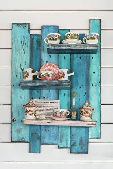 Aegean Prints: Greece, Dodecanese, Kos Island, Kefalos, typically decorated Greek restaurant