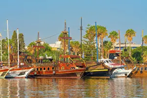 Mediteranean Prints: Greece, Dodecanese, Kos Island, Kos Town, boats moored in harbour