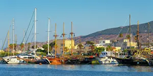 Mediteranean Prints: Greece, Dodecanese, Kos Island, Kos Town, boats moored in harbour