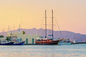 Mediteranean Prints: Greece, Dodecanese, Kos Island, Kos Town, Harbour at dusk