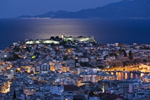 Kastro Prints: Greece, East Macedonia and Thrace Region, Kavala, elevated city view with Kastro fortress