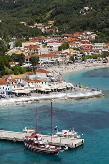 Greece, Epirus Region, Parga, elevated town view from the Venetian Castle