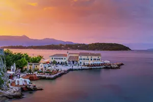 Faliraki Prints: Greece, Ionian Islands, Corfu, Corfu town, Faliraki at dusk