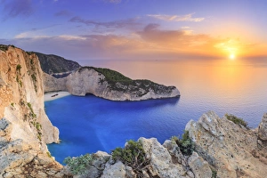 Mediterranean Prints: Greece, Ionian Islands, Zakynthos, Navagio (shipwreck) beach