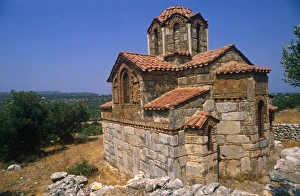 Olive Grove Prints: Greece, Peloponnese, Laconia, Mani, nr Kitta. The ancient Greek Orthodox church of Sergios