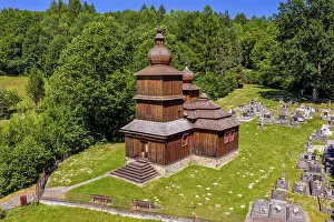 Slovakian Prints: Greek Catholic wooden church of St. Parascheva, Dobroslava, Presov, Slovakia