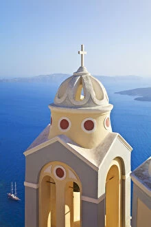 Images Dated 2nd September 2010: Greek Orthodox Church in Fira, Santorini (Thira), Cyclades Islands, Greece
